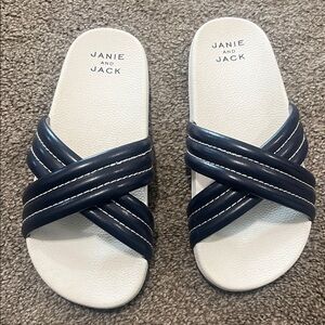 Janie and Jack Kids Navy and White Crisscross Slide Sandals